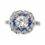 Art Deco 1.50Ct Diamond Engagement Ring in White Gold