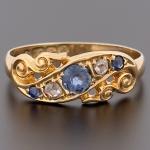 18ct Yellow Gold Sapphire and Diamond Cluster Ring
