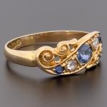 18ct Yellow Gold Sapphire and Diamond Cluster Ring