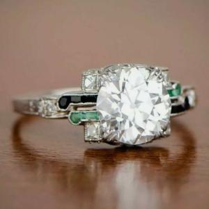 Art Deco 14K White Gold Diamond Engagement Ring