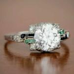 Art Deco 14K White Gold Diamond Engagement Ring