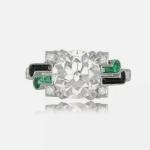 Art Deco 14K White Gold Diamond Engagement Ring