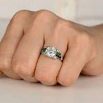 Art Deco 14K White Gold Diamond Engagement Ring