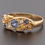 18ct Yellow Gold Sapphire and Diamond Cluster Ring