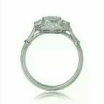 Vintage Art Deco Emerald Diamond Halo Ring 14K White Gold