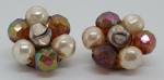 Vintage Art Deco Purple Glass Pearl Clip Earrings