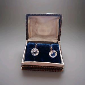 Art Deco Gold Screwback Paste Solitaire Earrings