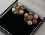 Vintage Art Deco Purple Glass Pearl Clip Earrings