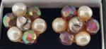 Vintage Art Deco Purple Glass Pearl Clip Earrings