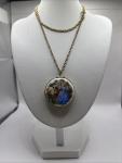 Vintage Enamel Picture Locket in Guilloche Finish