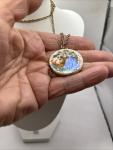 Vintage Enamel Picture Locket in Guilloche Finish