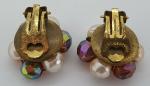 Vintage Art Deco Purple Glass Pearl Clip Earrings