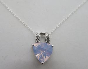 Vintage Art Deco Sterling Silver Quartz Pendant Necklace