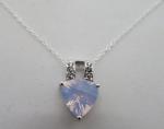 Vintage Art Deco Sterling Silver Quartz Pendant Necklace