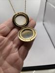 Vintage Enamel Picture Locket in Guilloche Finish