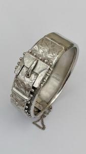 Victorian Sterling Silver Hinged Buckle Bangle