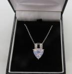 Vintage Art Deco Sterling Silver Quartz Pendant Necklace