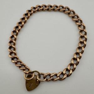 9ct Rose Gold Antique Curb Bracelet, 7 in