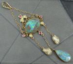 Stunning Edwardian Rose Gold Opal Ruby Lavalier Pendant