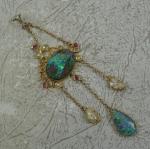 Stunning Edwardian Rose Gold Opal Ruby Lavalier Pendant