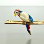 Vintage 9ct Gold Macaw Parrot Brooch with Pearl
