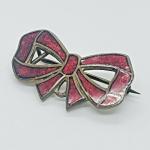 Edwardian Enamel Red Bow Brooch Watch Pin