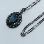 Art Deco Sterling Silver Hematite Marcasite Pendant