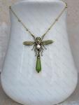 Art Nouveau Dragonfly Charm Pendant Necklace and Earrings Set