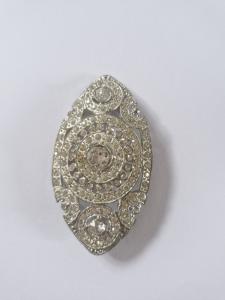 Large Vintage Art Deco Silver Tone Diamante Brooch