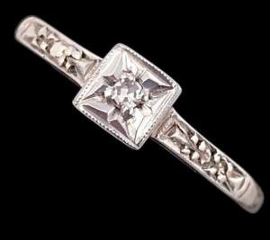 Art Deco Platinum and Gold Diamond Ring