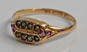 Victorian 15ct Gold Ruby and Pearl Ring