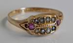 Victorian 15ct Gold Ruby and Pearl Ring
