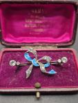 Sterling Silver 935 Enamel Bow Brooch