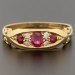 Vintage 18ct Gold Ruby and Diamond Ring Size P