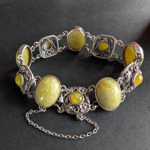 Connemara Marble Sterling Silver Antique Bracelet
