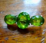 Edwardian Green Rhinestone Silver Brooch Pin