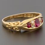 Vintage 18ct Gold Ruby and Diamond Ring Size P