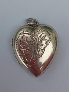 Engraved Sterling Silver Heart Photo Locket Pendant