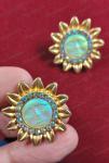 Vintage Moon Face Sunflower Gold Stud Earrings