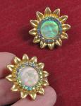 Vintage Moon Face Sunflower Gold Stud Earrings