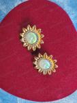 Vintage Moon Face Sunflower Gold Stud Earrings