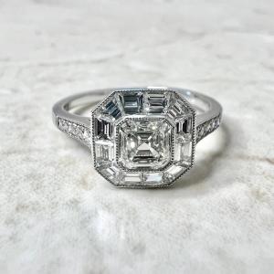 Art Deco 2 Ct Asscher Cut Diamond Engagement Ring