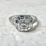 Art Deco 2 Ct Asscher Cut Diamond Engagement Ring