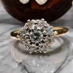 Vintage 18ct Gold Diamond Cluster Engagement Ring