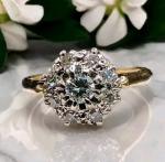 Vintage 18ct Gold Diamond Cluster Engagement Ring