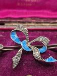 Sterling Silver 935 Enamel Bow Brooch