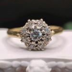 Vintage 18ct Gold Diamond Cluster Engagement Ring