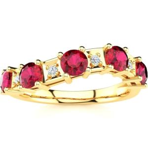 Vintage Ruby and Diamond Wedding Band Ring