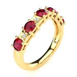 Vintage Ruby and Diamond Wedding Band Ring
