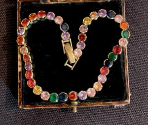 Multicolor Gemstone Vintage Bracelet in Gold Plating